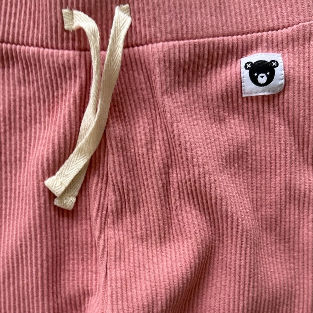 Huxbaby Pink Organic Rainbow Bear  Matching Set sz 7 color Rose